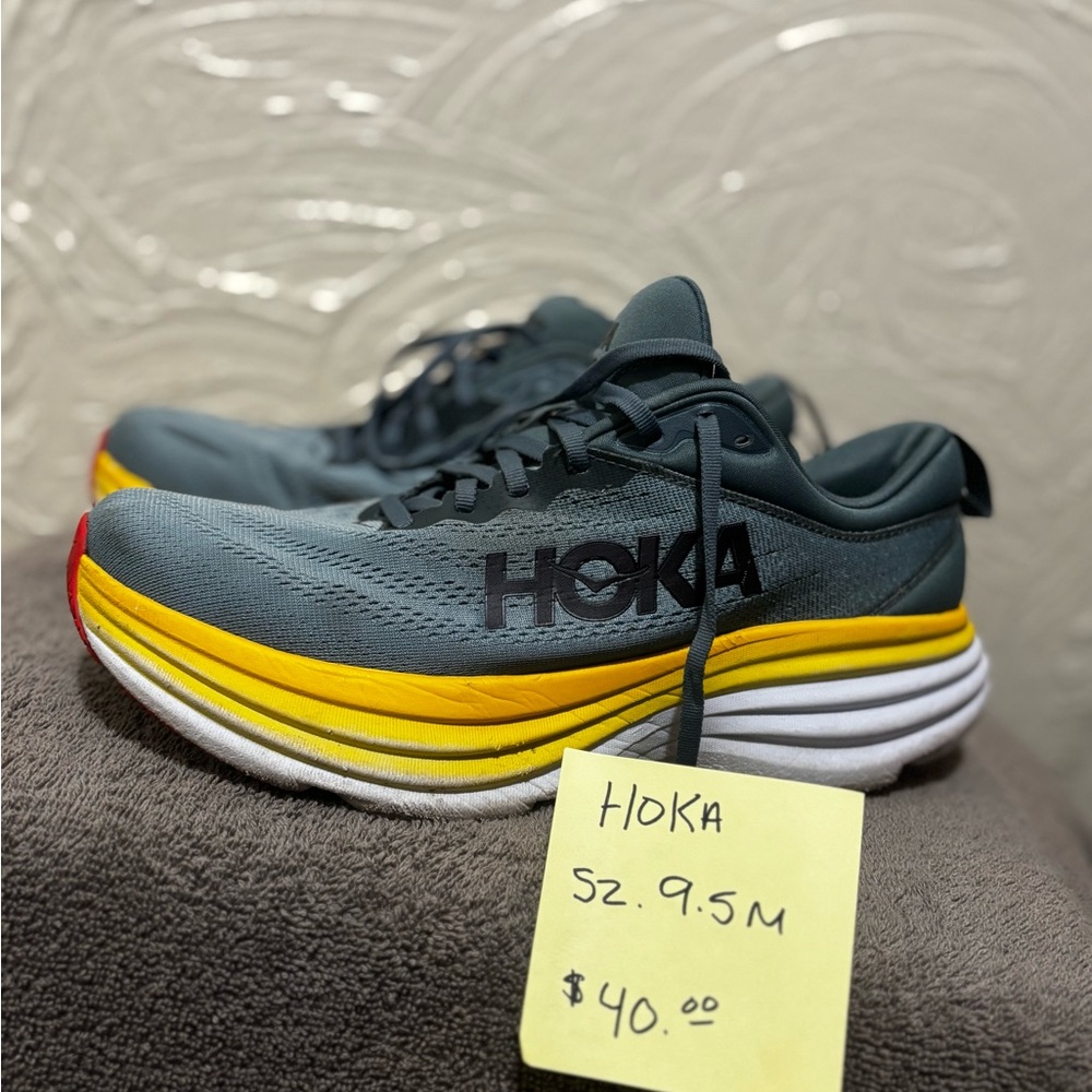 Hoka Blue and Yellow Athletic Shoes